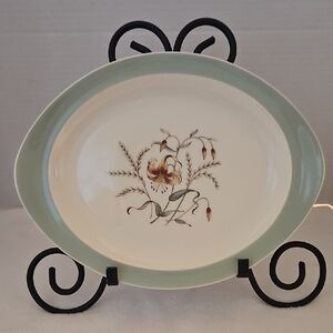 Wedgwood Vintage Tiger Lily Cream Barlaston Aqua Band Floral Platter England